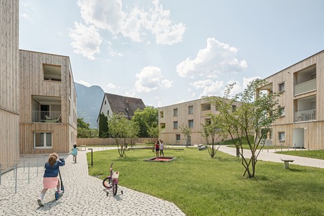 Feld72 complexe résidentiel Maierhof vivre en communauté avec vue sur les montagnes
