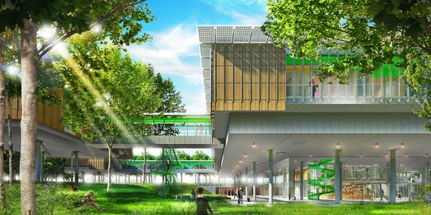 Renzo Piano imagine un centre de soins palliatifs pédiatriques au milieu du feuillage des arbres
