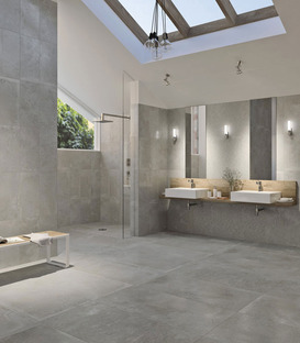Les surfaces en grès cérame Stonepeak dans les salles de bain contemporaines 
