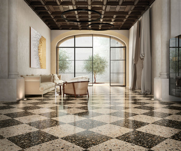Nouvelles collections FMG : revivez le charme du terrazzo alla veneziana avec Venice Villa.
