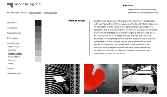 Capture d'écran site Web de l'entreprise “Product Design”
